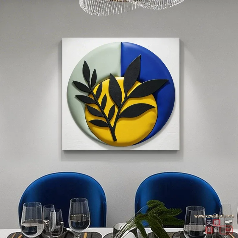 抽象 单幅 装饰画 北欧风 餐厅背景墙挂画 晶瓷画