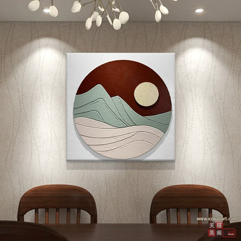 抽象 单幅 装饰画 轻奢风 餐厅背景墙挂画 晶瓷画