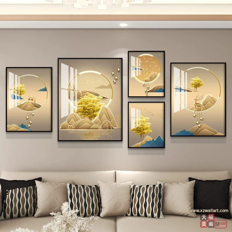 抽象 单幅 装饰画 轻奢风 客厅背景墙挂画 晶瓷画