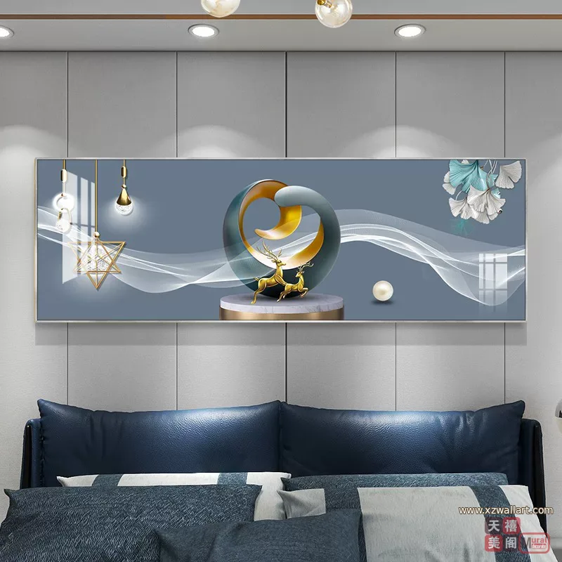 抽象 单幅 装饰画 轻奢风 卧室背景墙挂画 晶瓷画