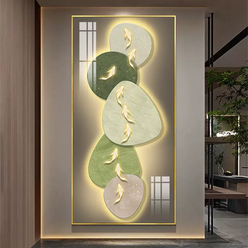 鱼 单幅 装饰画 奶油风 玄关背景墙挂画 晶瓷画