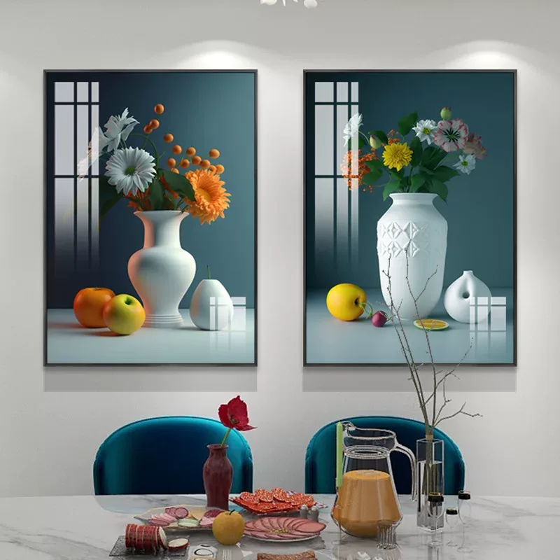 抽象 单幅 装饰画 奶油风 餐厅背景墙挂画 晶瓷画
