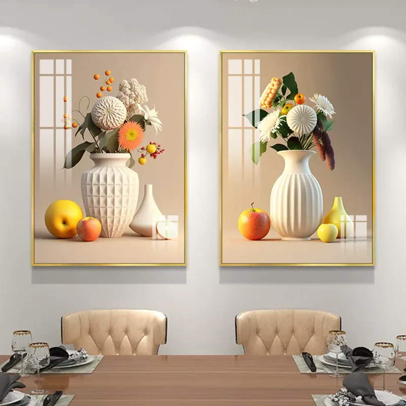 抽象 单幅 装饰画 奶油风 餐厅背景墙挂画 晶瓷画