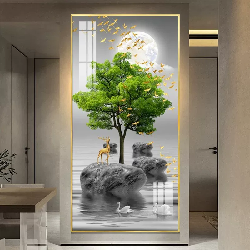 石 单幅 装饰画 轻奢风 玄关背景墙挂画 晶瓷画