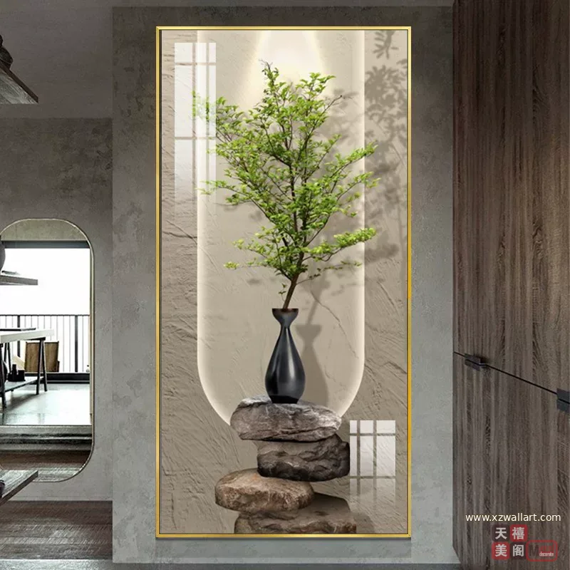 石 单幅 装饰画 轻奢风 玄关背景墙挂画 晶瓷画