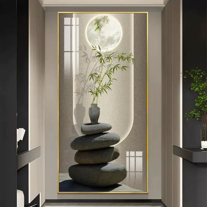 石 单幅 装饰画 轻奢风 玄关背景墙挂画 晶瓷画
