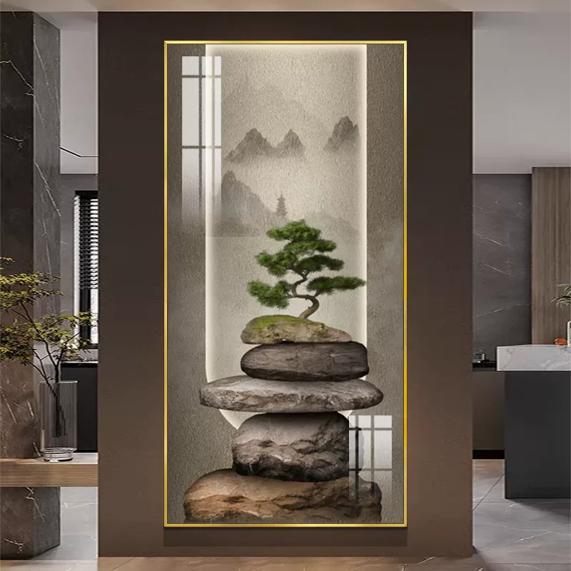 石 单幅 装饰画 轻奢风 玄关背景墙挂画 晶瓷画