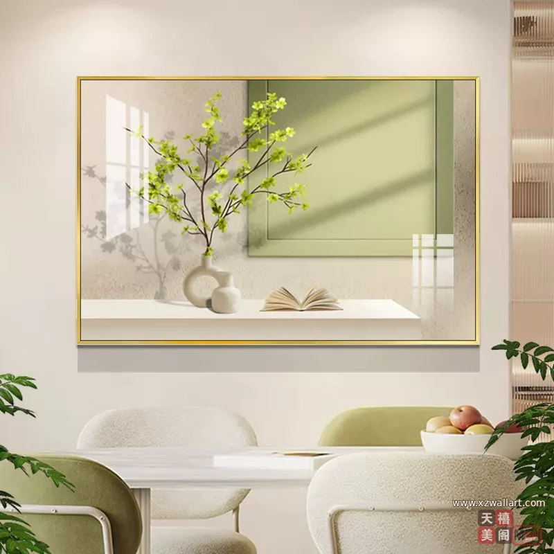 抽象 单幅 装饰画 奶油风 餐厅背景墙挂画 晶瓷画