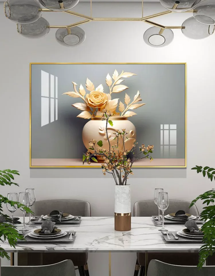 花 单幅 装饰画 轻奢风 餐厅背景墙挂画 晶瓷画
