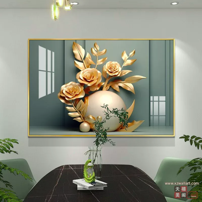 花 单幅 装饰画 轻奢风 餐厅背景墙挂画 晶瓷画