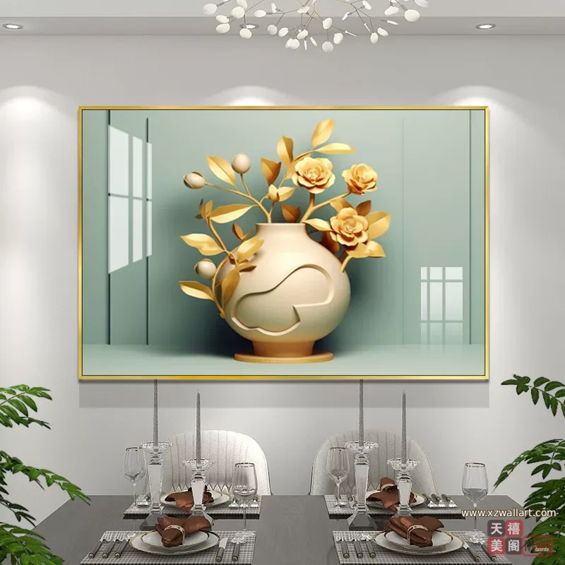 花 单幅 装饰画 轻奢风 餐厅背景墙挂画 晶瓷画