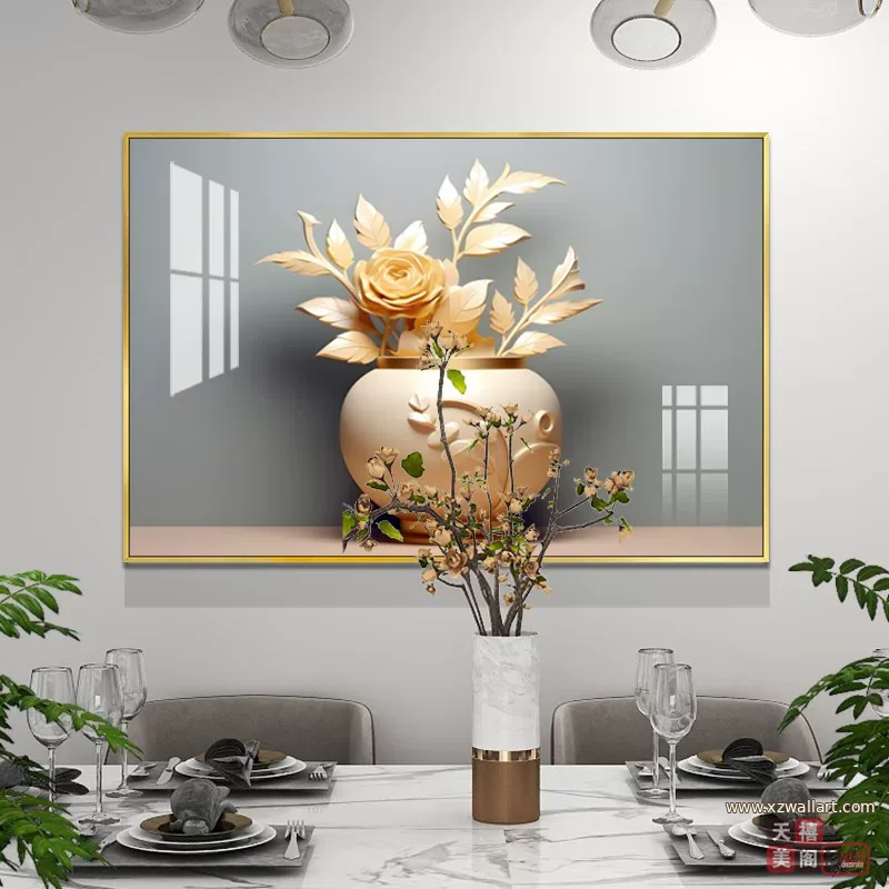 花 单幅 装饰画 轻奢风 餐厅背景墙挂画 晶瓷画