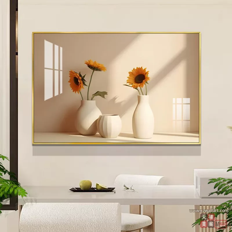 抽象 单幅 装饰画 奶油风 餐厅背景墙挂画 晶瓷画