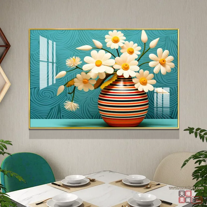 抽象 单幅 装饰画 奶油风 餐厅背景墙挂画 晶瓷画
