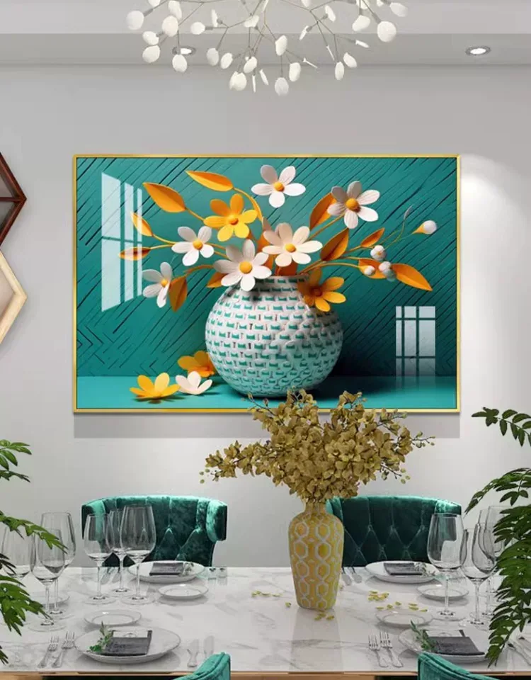 抽象 单幅 装饰画 奶油风 餐厅背景墙挂画 晶瓷画