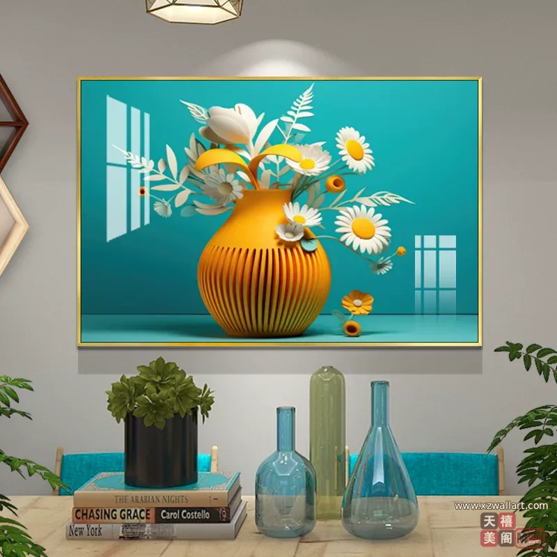 抽象 单幅 装饰画 奶油风 餐厅背景墙挂画 晶瓷画