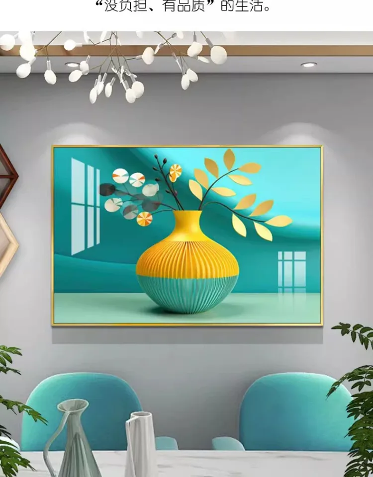 抽象 单幅 装饰画 奶油风 餐厅背景墙挂画 晶瓷画
