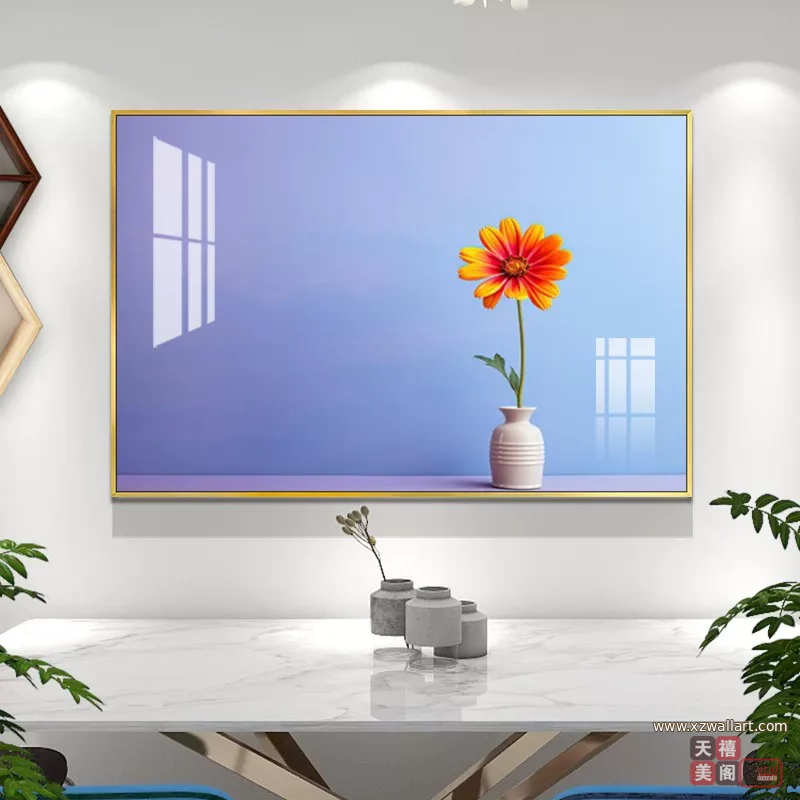 抽象 单幅 装饰画 奶油风 餐厅背景墙挂画 晶瓷画