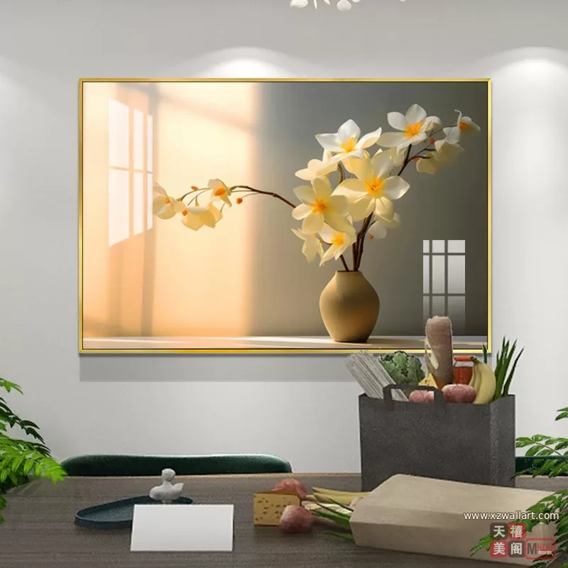 抽象 单幅 装饰画 奶油风 餐厅背景墙挂画 晶瓷画