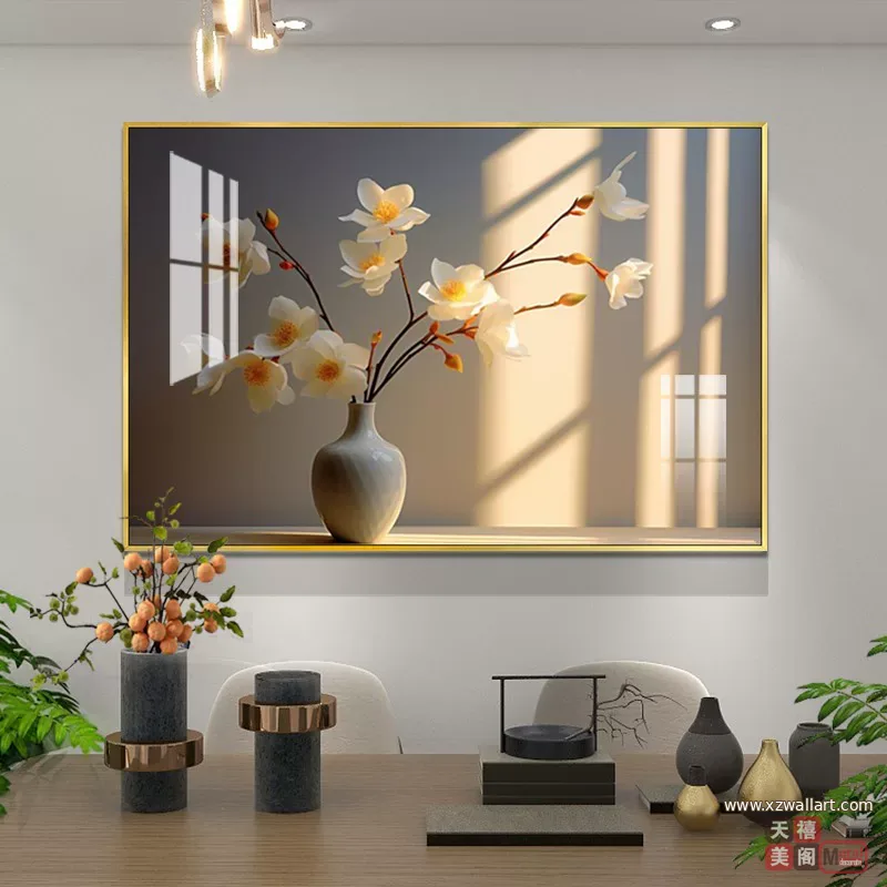 抽象 单幅 装饰画 奶油风 餐厅背景墙挂画 晶瓷画