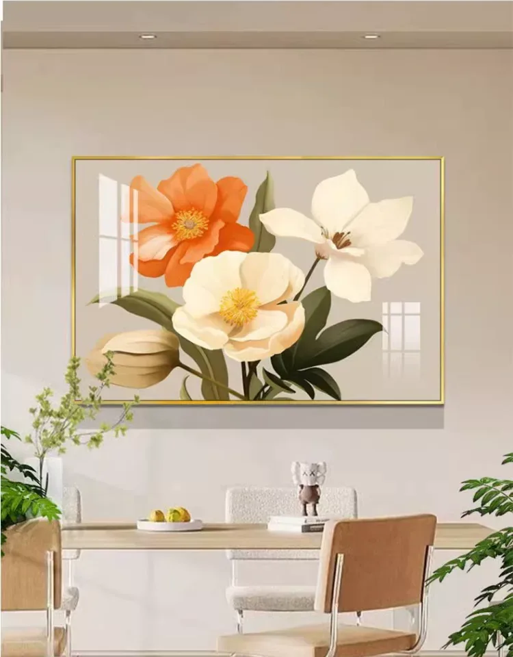 抽象 单幅 装饰画 奶油风 餐厅背景墙挂画 晶瓷画