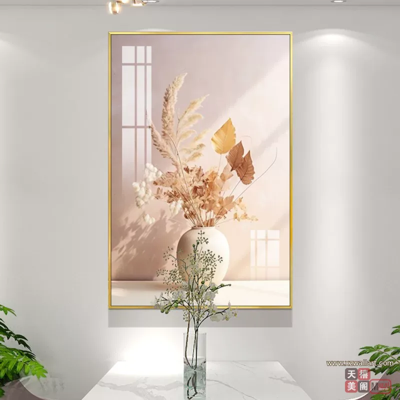 抽象 单幅 装饰画 轻奢风 餐厅背景墙挂画 晶瓷画