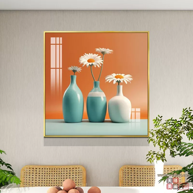 抽象 单幅 装饰画 奶油风 餐厅背景墙挂画 晶瓷画