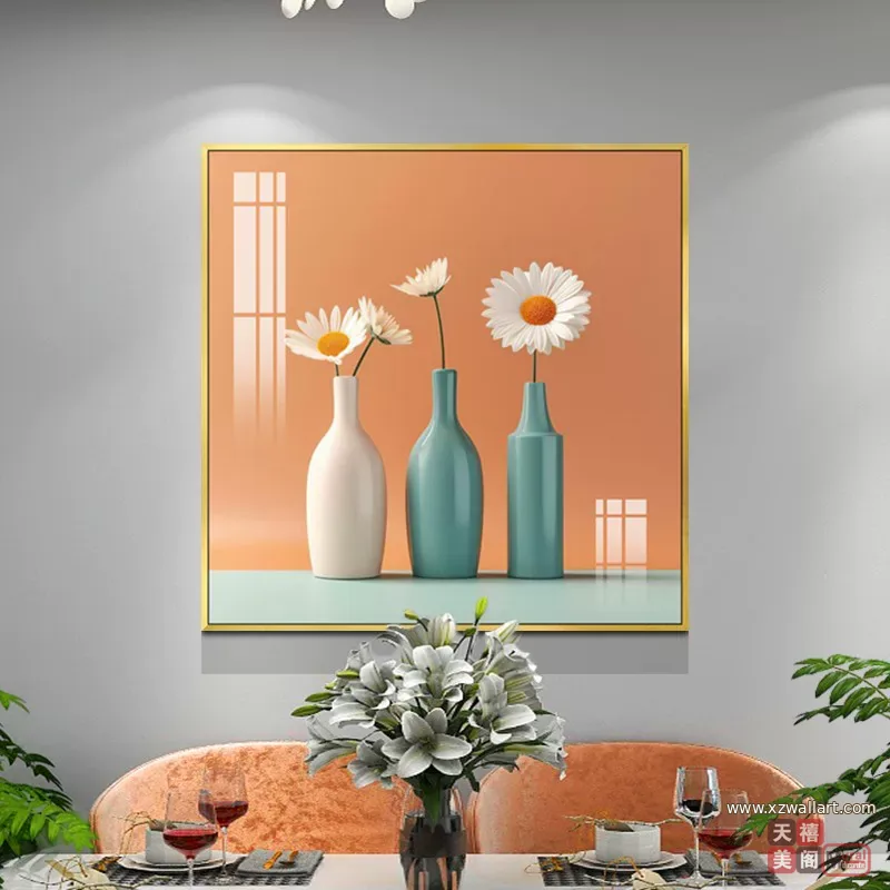 抽象 单幅 装饰画 奶油风 餐厅背景墙挂画 晶瓷画