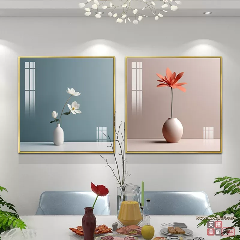 抽象 单幅 装饰画 北欧风 餐厅背景墙挂画 晶瓷画