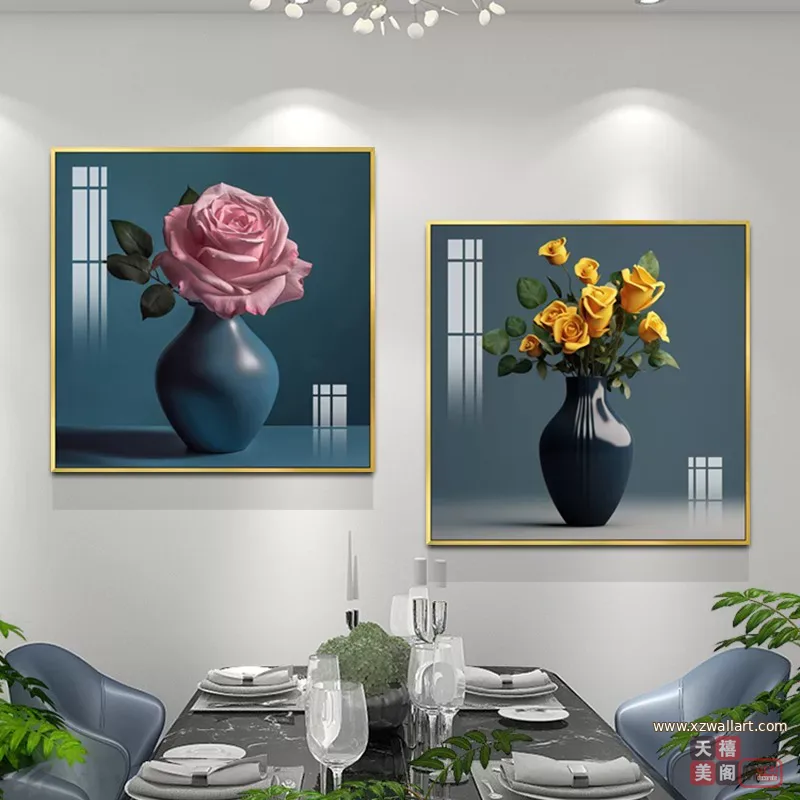抽象 单幅 装饰画 轻奢风 餐厅背景墙挂画 晶瓷画