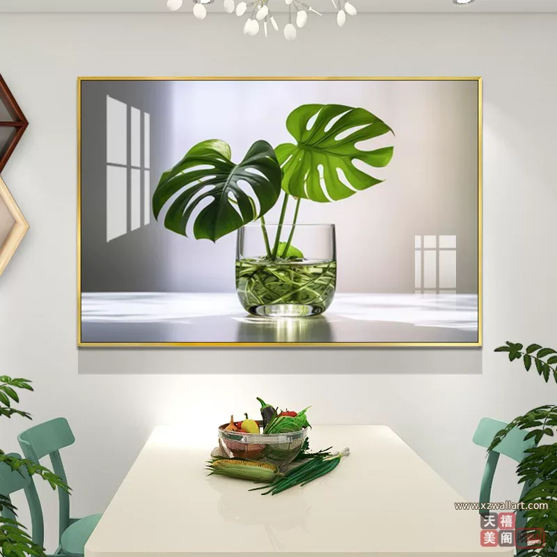 抽象 单幅 装饰画 现代简约 餐厅背景墙挂画 晶瓷画