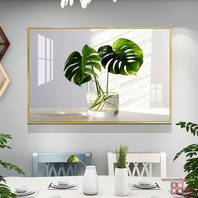 抽象 单幅 装饰画 现代简约 餐厅背景墙挂画 晶瓷画