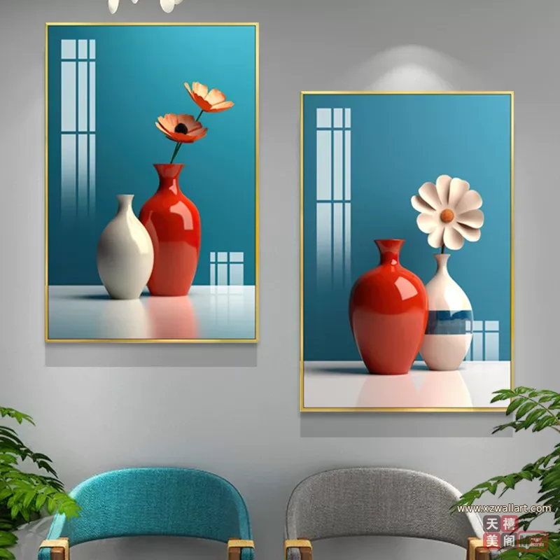 抽象 单幅 装饰画 奶油风 餐厅背景墙挂画 晶瓷画