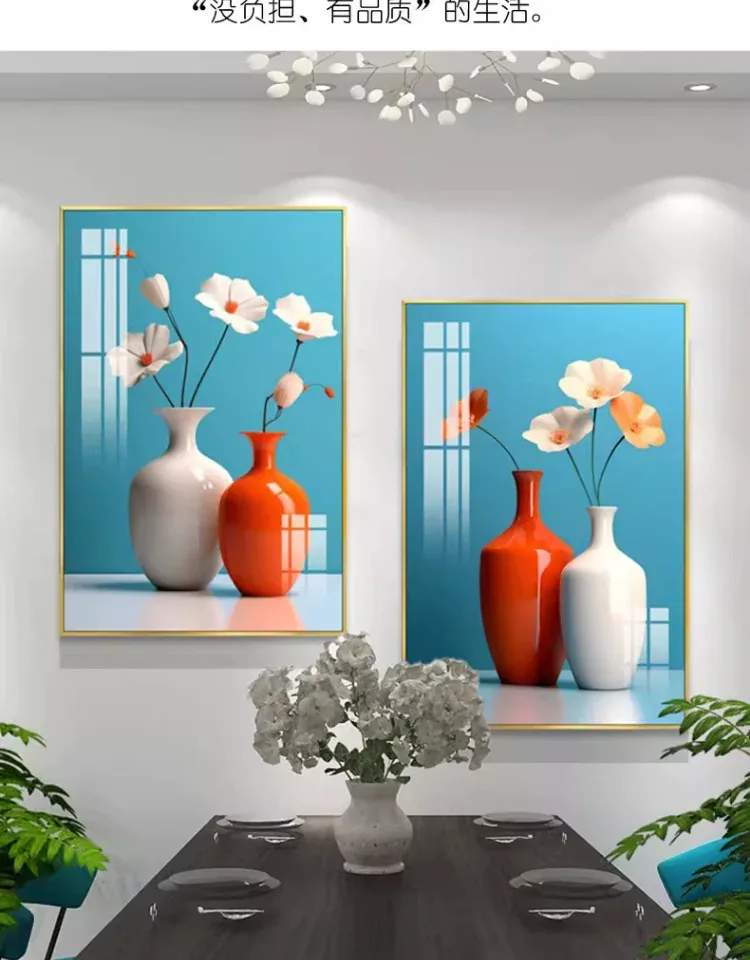抽象 单幅 装饰画 奶油风 餐厅背景墙挂画 晶瓷画