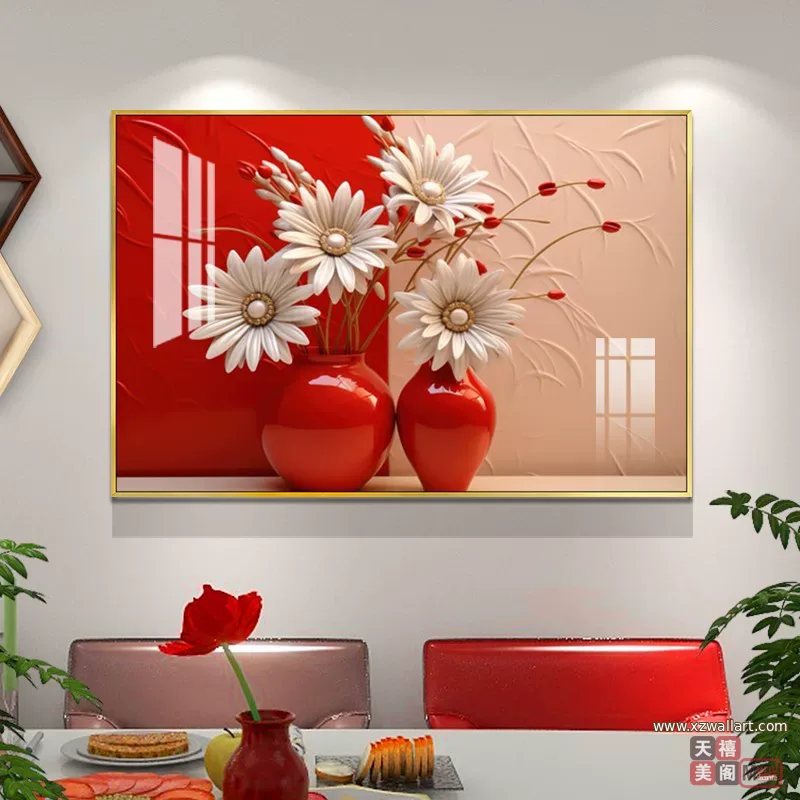 抽象 单幅 装饰画 现代简约 餐厅背景墙挂画 晶瓷画