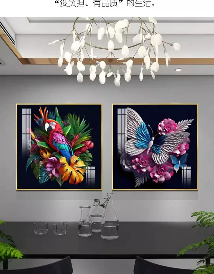 抽象 单幅 装饰画 轻奢风 餐厅背景墙挂画 晶瓷画