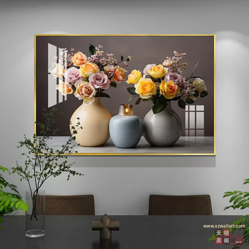 花 单幅 装饰画 轻奢风 餐厅背景墙挂画 晶瓷画