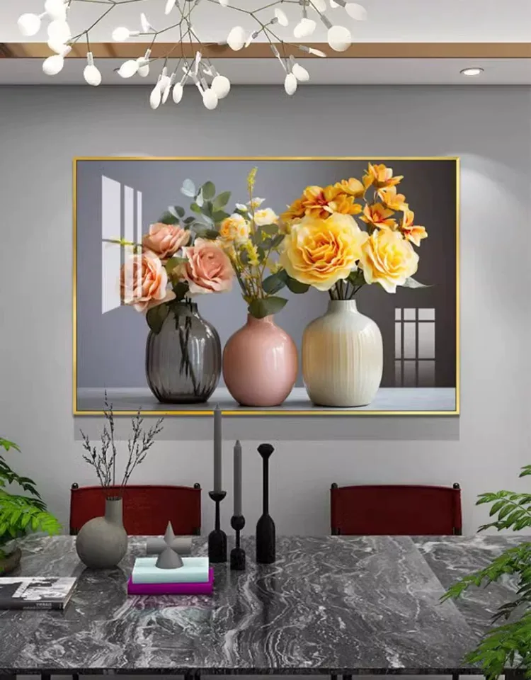 花 单幅 装饰画 轻奢风 餐厅背景墙挂画 晶瓷画