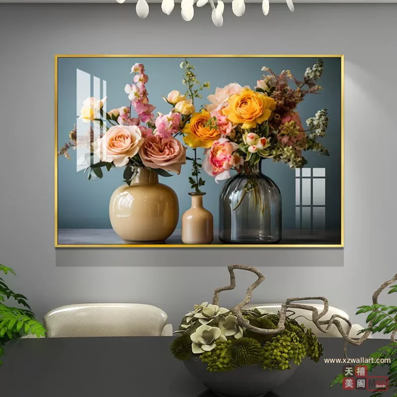 花 单幅 装饰画 轻奢风 餐厅背景墙挂画 晶瓷画