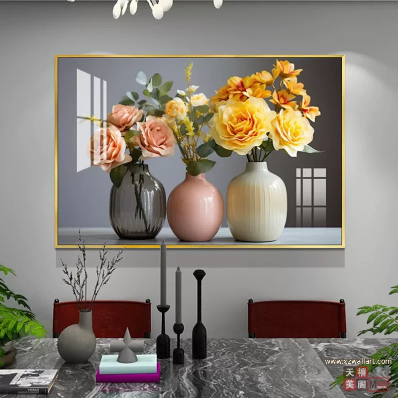 花 单幅 装饰画 轻奢风 餐厅背景墙挂画 晶瓷画