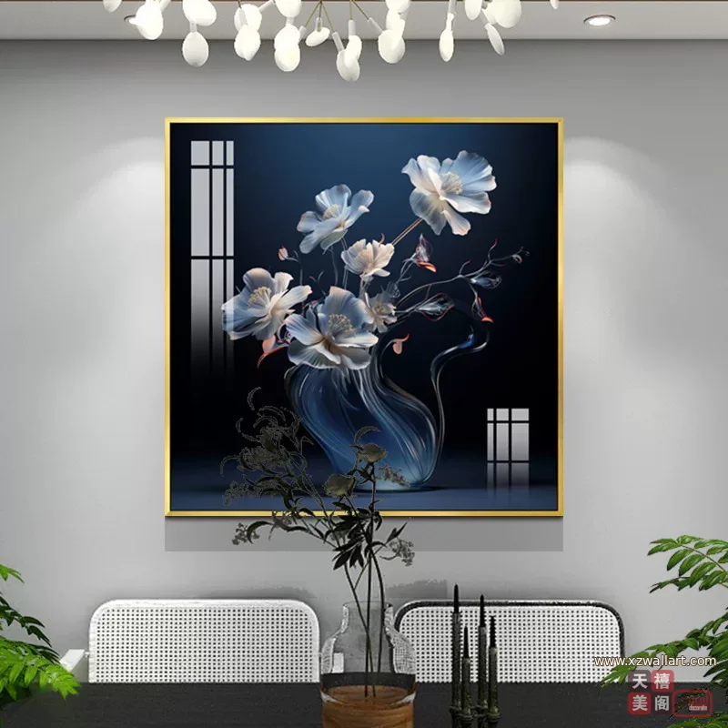 抽象 单幅 装饰画 轻奢风 餐厅背景墙挂画 晶瓷画