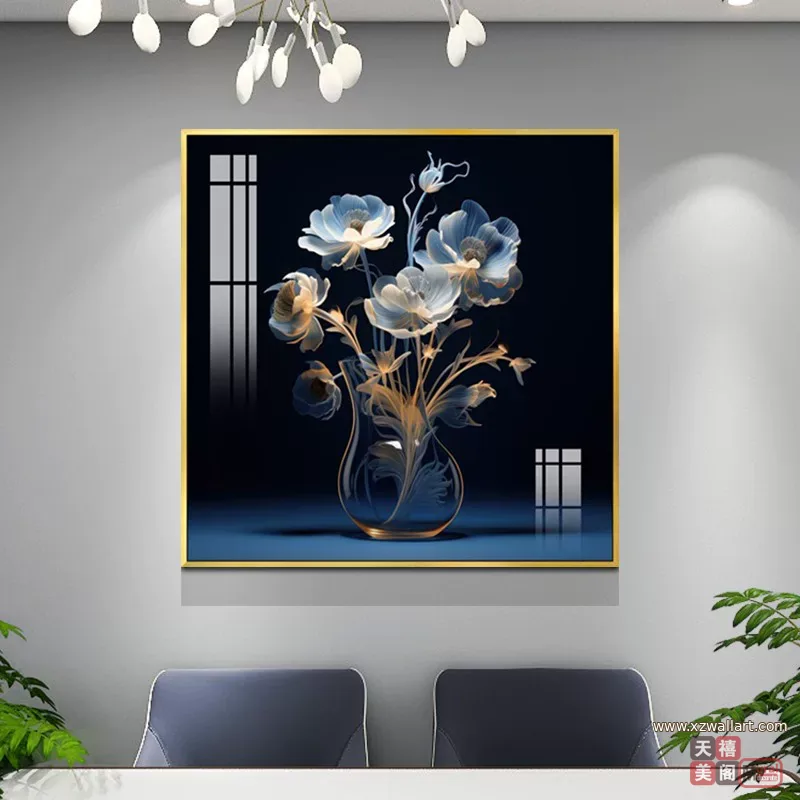 抽象 单幅 装饰画 轻奢风 餐厅背景墙挂画 晶瓷画