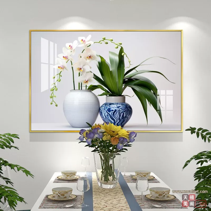 抽象 单幅 装饰画 轻奢风 餐厅背景墙挂画 晶瓷画