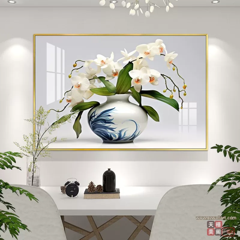 抽象 单幅 装饰画 轻奢风 餐厅背景墙挂画 晶瓷画