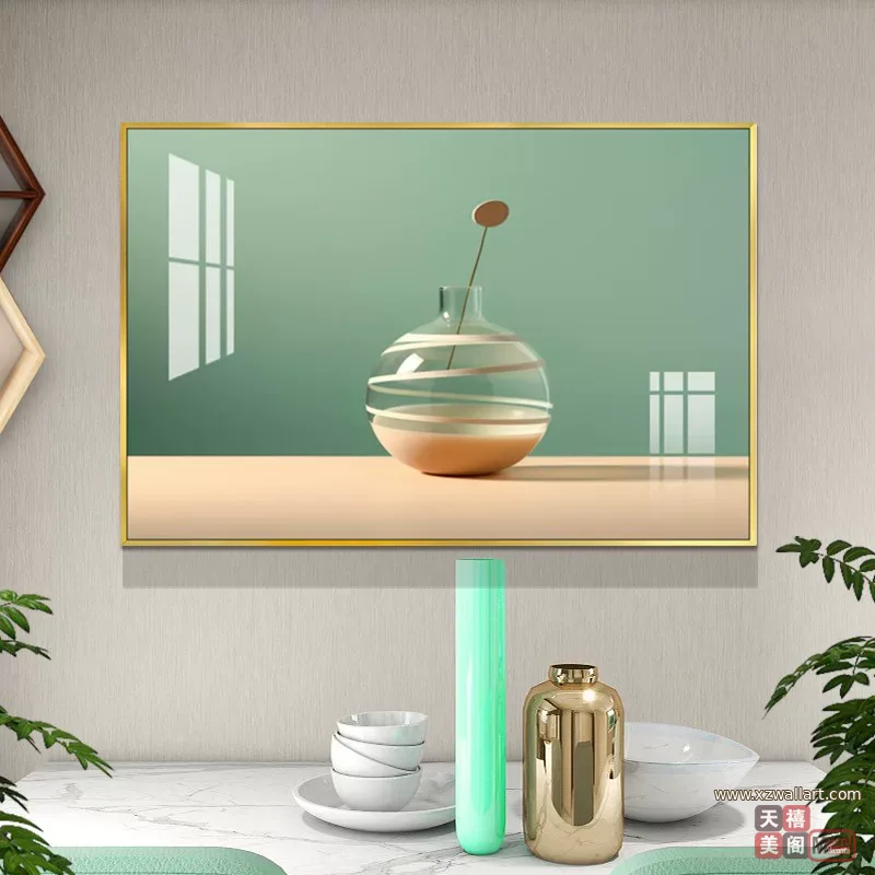 抽象 单幅 装饰画 北欧风 餐厅背景墙挂画 晶瓷画