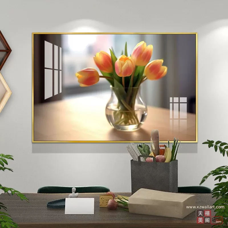 抽象 单幅 装饰画 轻奢风 餐厅背景墙挂画 晶瓷画