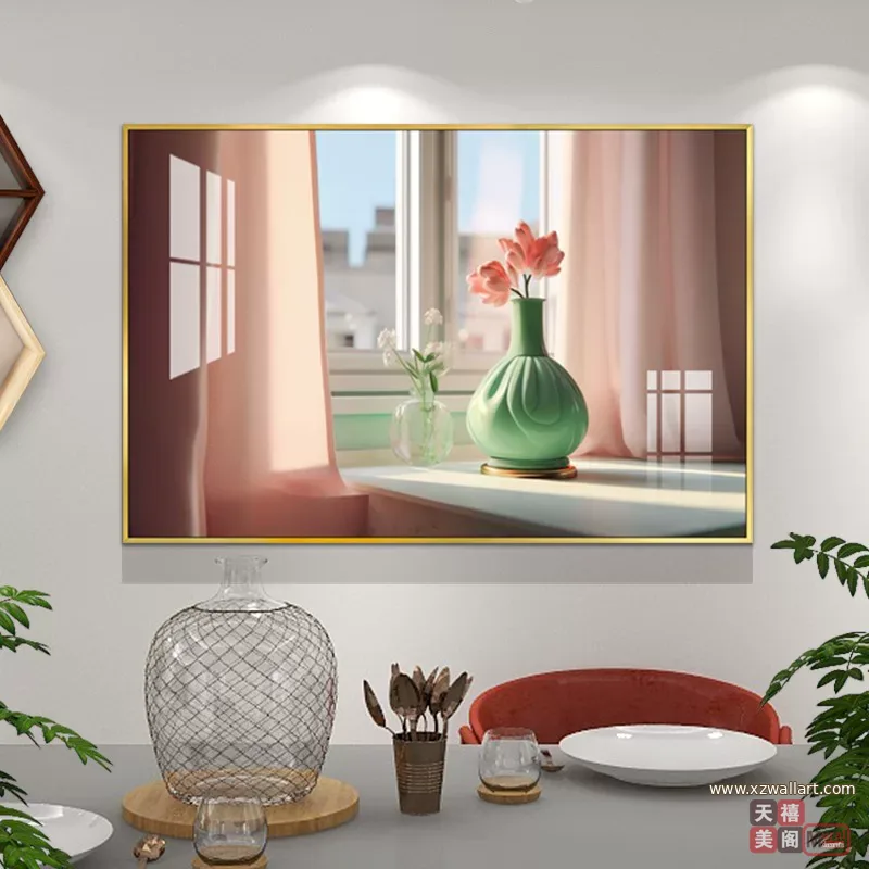 抽象 单幅 装饰画 轻奢风 餐厅背景墙挂画 晶瓷画