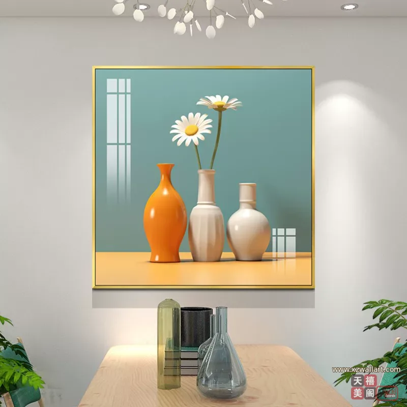 抽象 单幅 装饰画 轻奢风 餐厅背景墙挂画 晶瓷画
