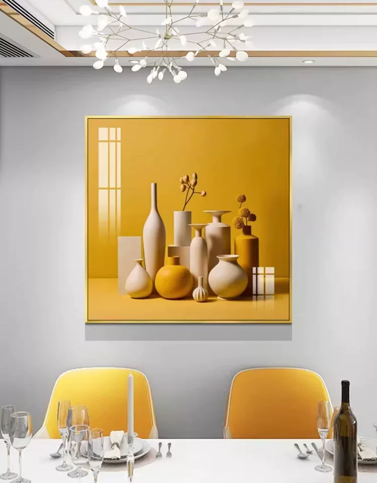 抽象 单幅 装饰画 奶油风 餐厅背景墙挂画 晶瓷画
