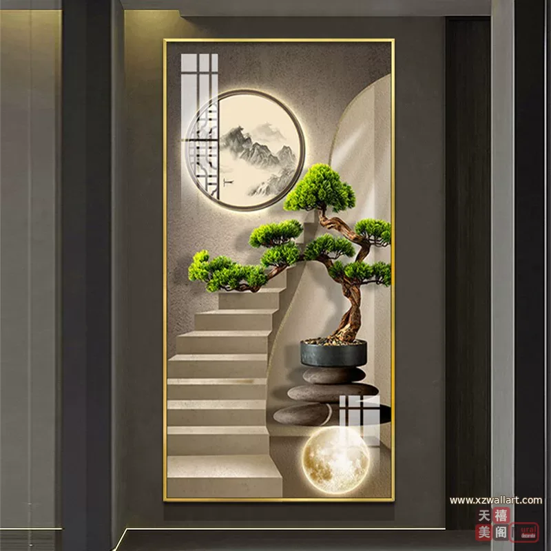 抽象 单幅 装饰画 新中式 玄关背景墙挂画 晶瓷画